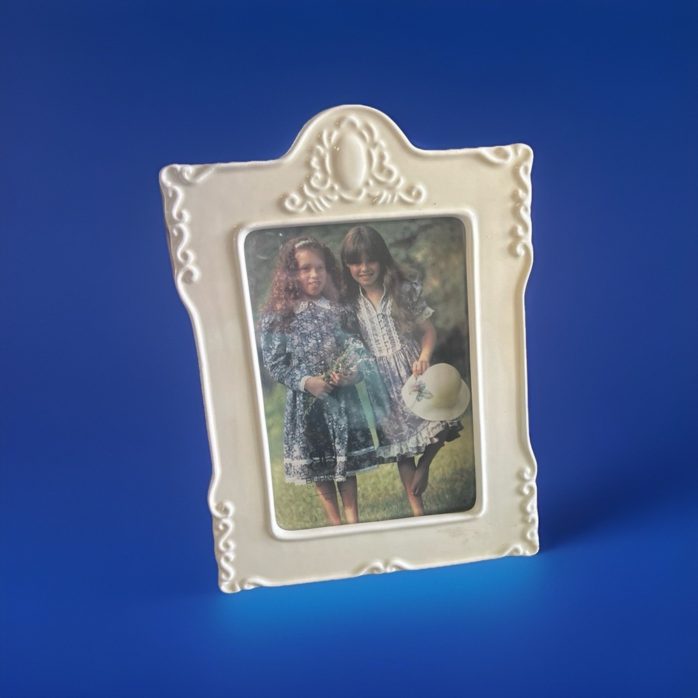 burnes of boston 5x7 picture frame white porcelain ceramic Look Victorian